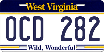 WV license plate OCD282