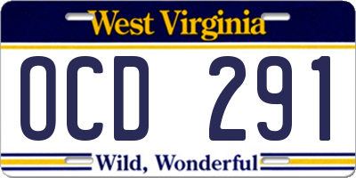 WV license plate OCD291