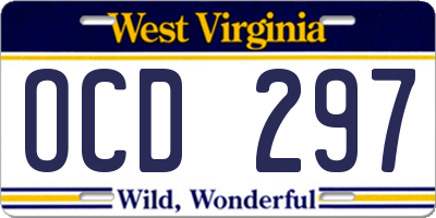 WV license plate OCD297