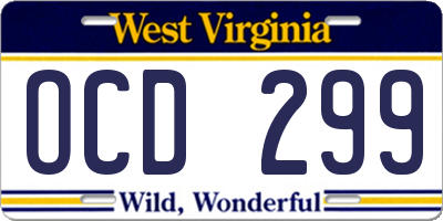 WV license plate OCD299