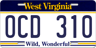WV license plate OCD310