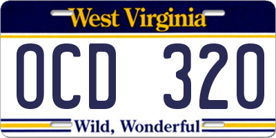 WV license plate OCD320