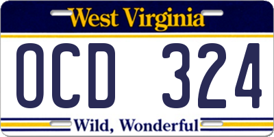 WV license plate OCD324