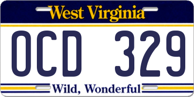 WV license plate OCD329