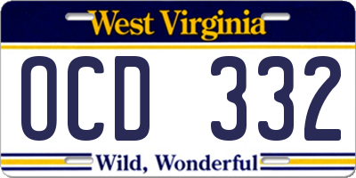 WV license plate OCD332