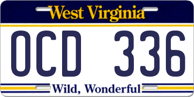 WV license plate OCD336