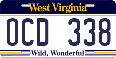 WV license plate OCD338