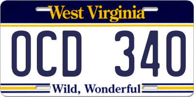 WV license plate OCD340