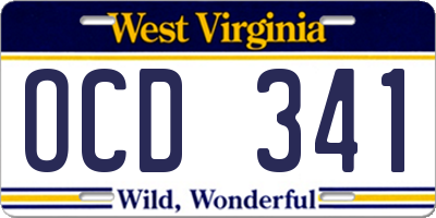 WV license plate OCD341