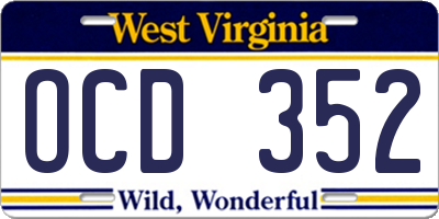 WV license plate OCD352