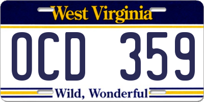 WV license plate OCD359