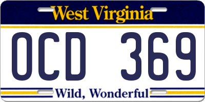 WV license plate OCD369