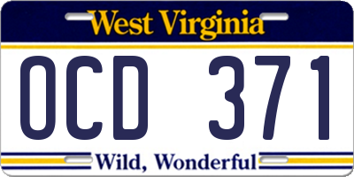 WV license plate OCD371