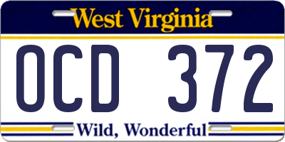 WV license plate OCD372