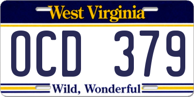 WV license plate OCD379