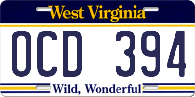 WV license plate OCD394