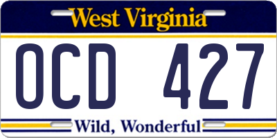 WV license plate OCD427