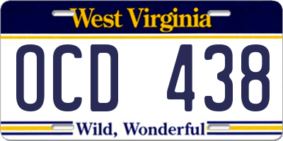 WV license plate OCD438
