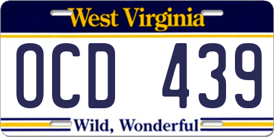 WV license plate OCD439
