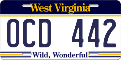 WV license plate OCD442