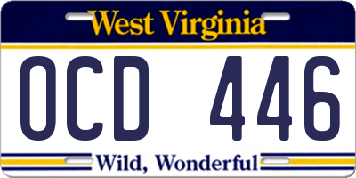 WV license plate OCD446