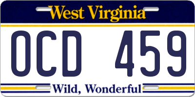WV license plate OCD459