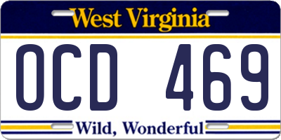 WV license plate OCD469