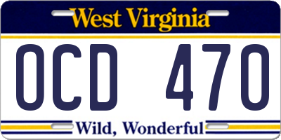 WV license plate OCD470