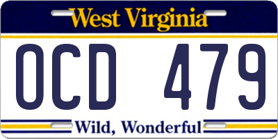WV license plate OCD479