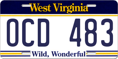 WV license plate OCD483