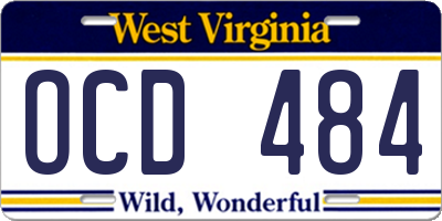 WV license plate OCD484