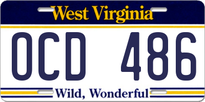 WV license plate OCD486