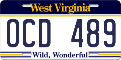 WV license plate OCD489