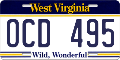 WV license plate OCD495