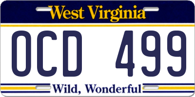 WV license plate OCD499