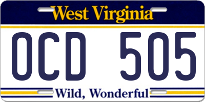 WV license plate OCD505