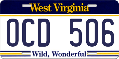 WV license plate OCD506