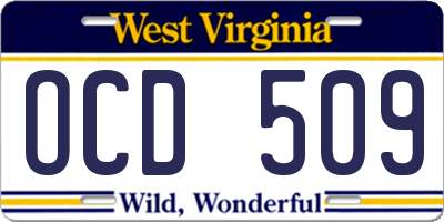 WV license plate OCD509