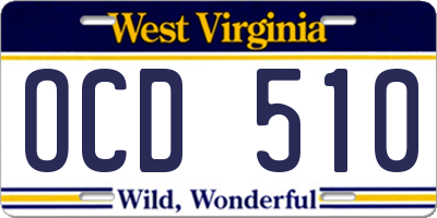 WV license plate OCD510