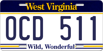 WV license plate OCD511