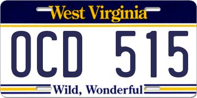 WV license plate OCD515