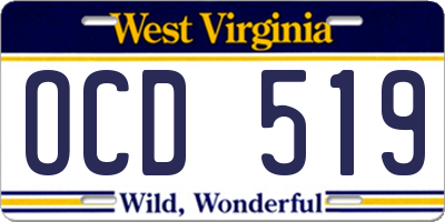 WV license plate OCD519