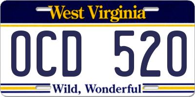 WV license plate OCD520