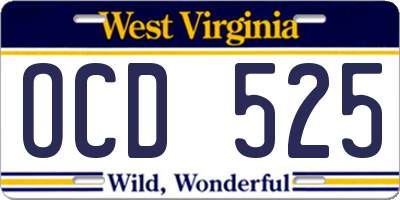 WV license plate OCD525