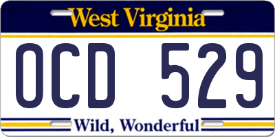 WV license plate OCD529