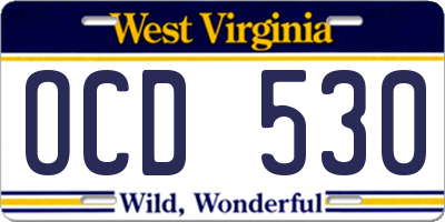 WV license plate OCD530
