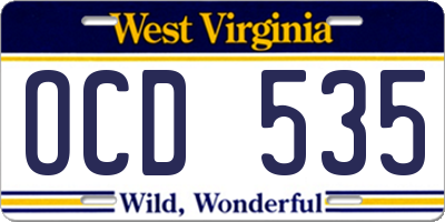 WV license plate OCD535