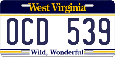 WV license plate OCD539