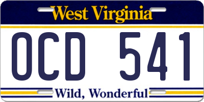 WV license plate OCD541