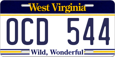 WV license plate OCD544